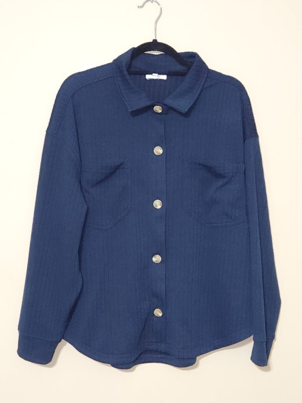 Maurices Navy Blue Ribbed Button Shacket Size 0X